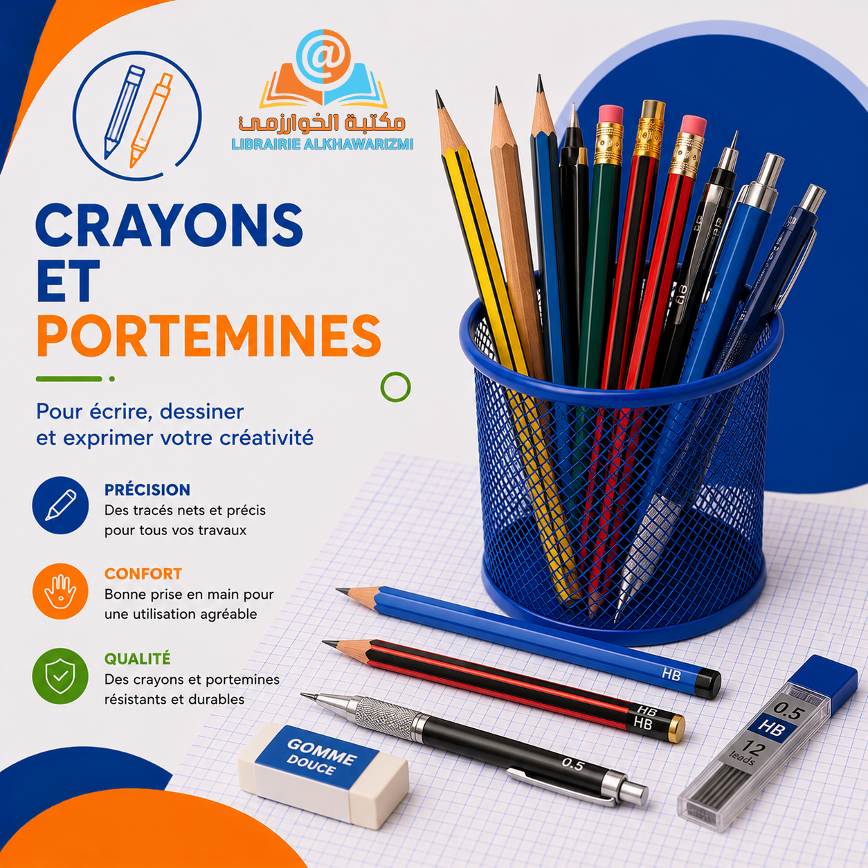 Crayons et portemines